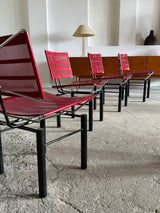 HANS ULLRICH BITSCH FOR KUSCH&CO. „SERIES 8600“ CHAIRS STEEL RED BLACK, GERMANY 1980s