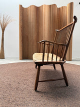 ARNO LAMBRECHT FOR WK-MÖBEL SPINDLE BENCH WOOD RUSH, GERMANY 1950s