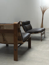 PAIR OF CARL STRAUB „SAFARI“ ARMCHAIRS IN LEATHER & BENTWOOD, GERMANY 1960s