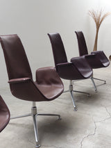 FABRICIUS & KASTHOLM FOR KNOLL ‚FK LOUNGE CHAIR 6725‘ LEATHER ALUMINIUM SWIVEL ARMCHAIR