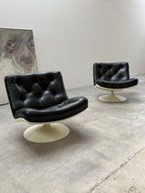 GEOFFREY HARCOURT F976 SPACE AGE TULIP SWIVEL CHAIRS LEATHER, NETHERLANDS 1970s