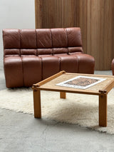 CARL STRAUB SECTIONAL MODULAR LOUNGE SEATING GROUP EASY CHAIR & SOFA LEATHER, GERMANY 1970s