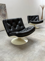 GEOFFREY HARCOURT F976 SPACE AGE TULIP SWIVEL CHAIRS LEATHER, NETHERLANDS 1970s