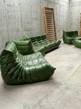 MICHEL DUCAROY FOR LIGNE ROSET „TOGO“ SEATING GROUP GREEN LEATHER