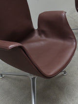 FABRICIUS & KASTHOLM FOR KNOLL ‚FK LOUNGE CHAIR 6725‘ LEATHER ALUMINIUM SWIVEL ARMCHAIR