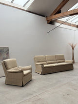 CARL STRAUB SEATING GROUP WOOL ARMCHAIR & SOFA, GERMANY 1970s