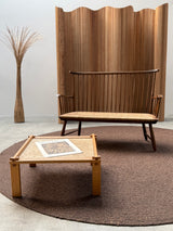 ARNO LAMBRECHT FOR WK-MÖBEL SPINDLE BENCH WOOD RUSH, GERMANY 1950s