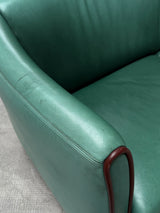 DE SEDE GREEN LEATHER ART DECO ROCKABILLY SOFA, SWITZERLAND 1970s
