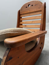 WASA ROCKING CHAIR XL SOLID PINE WOOD BRUTALIST, GERMANY 1980s