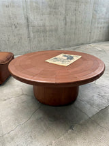 DE SEDE COFFEE TABLE COGNAC LEATHER, SWITZERLAND 1970s