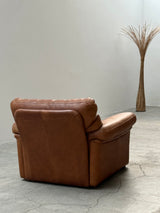 ROCHE BOBOIS ARMCHAIR & SOFA SET BUFFALO LEATHER, FRANCE 1970s
