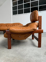 Percival Lafer MP-41 Set Sofa Sessel Ottoman Couchtisch Cognac Leder, Brasilien 1970er Jahre