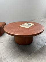 DE SEDE COFFEE TABLE COGNAC LEATHER, SWITZERLAND 1970s