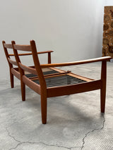 WILHELM KNOLL TEAK WOOD LEATHER BLACK ARMCHAIRS & 2-SEATER SOFA, GERMANY 1960s