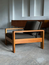 CARL STRAUB ARMCHAIR & 2-SEATER SOFA SET ASH WOOD, GERMANY 1960s