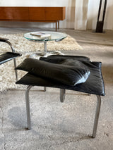 HANS EICHENBERGER FOR STRÄSSLE LOUNGE ARMCHAIR & STOOL LEATHER, SWITZERLAND 1970s