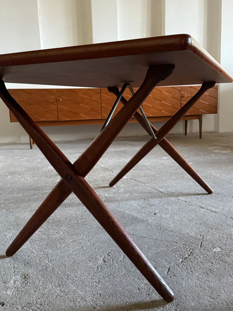HANS WEGNER FOR ANDREAS TUCK AT-303 TEAK & OAK WOOD DESK / DINING TABLE, DENMARK 1960s