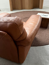 ROCHE BOBOIS ARMCHAIR & SOFA THICK BROWN LEATHER, FRANCE 1970s