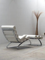COR ‚SINUS‘ CANTILEVER LOUNGE CHAIR WHITE LEATHER CHROMED PLATED STEEL, GERMANY 1970s