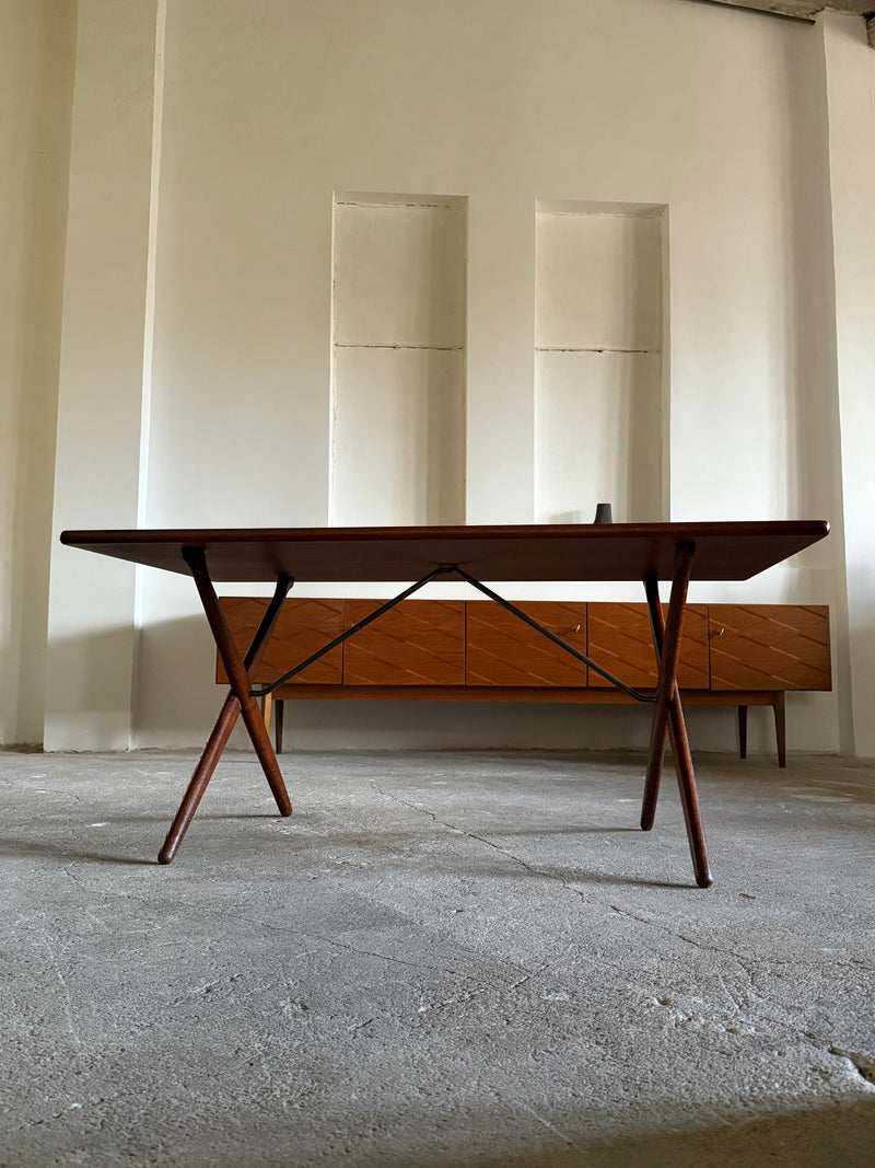 HANS WEGNER FOR ANDREAS TUCK AT-303 TEAK & OAK WOOD DESK / DINING TABLE, DENMARK 1960s