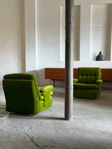 GREEN VELVET FUTURISM SPACE AGE ARMCHAIRS, GERMANY 1970s