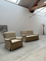 CARL STRAUB SEATING GROUP WOOL ARMCHAIR & SOFA, GERMANY 1970s