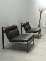 PAIR OF CARL STRAUB „SAFARI“ ARMCHAIRS IN LEATHER & BENTWOOD, GERMANY 1960s