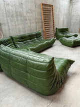MICHEL DUCAROY FOR LIGNE ROSET „TOGO“ SEATING GROUP GREEN LEATHER