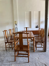 DINING SET TABLE & 8 CHAIRS SOLID WOOD CHINA 1960s