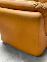 DREIPUNKT MODULAR SECTIONAL SOFA ARMCHAIRS LEATHER YELLOW, GERMANY 1970s