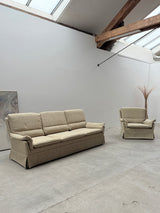 CARL STRAUB SEATING GROUP WOOL ARMCHAIR & SOFA, GERMANY 1970s