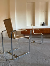 SET OF 2 TECTA D20 RATTAN TUBULAR STEEL CANTILEVER CHAIRS, GERMANY 1980s