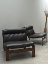 PAIR OF CARL STRAUB „SAFARI“ ARMCHAIRS IN LEATHER & BENTWOOD, GERMANY 1960s