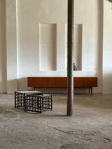 SET OF 2 BAMBOO BROWN LEATHER ARMCHAIRS & COFFEE TABLES, ITALY 1970s