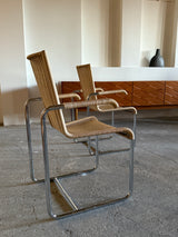 SET OF 2 TECTA D20 RATTAN TUBULAR STEEL CANTILEVER CHAIRS, GERMANY 1980s