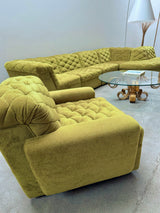 LAAUSER SECTIONAL SOFA ARMCHAIR GREEN VELVET, GERMANY 1970S