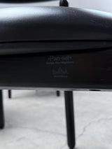 4 VICO MAGISTRETTI „PAN“ CHAIRS FOR ROSENTHAL ASH WOOD & BLACK LEATHER, 1980s