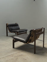 PAIR OF CARL STRAUB „SAFARI“ ARMCHAIRS IN LEATHER & BENTWOOD, GERMANY 1960s