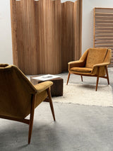 WILHELM KNOLL FOR CASSINA „MODEL 854“ ARMCHAIRS GOLDEN CORDUROY, ITALY 1950s