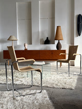 SET OF 2 TECTA D20 RATTAN TUBULAR STEEL CANTILEVER CHAIRS, GERMANY 1980s