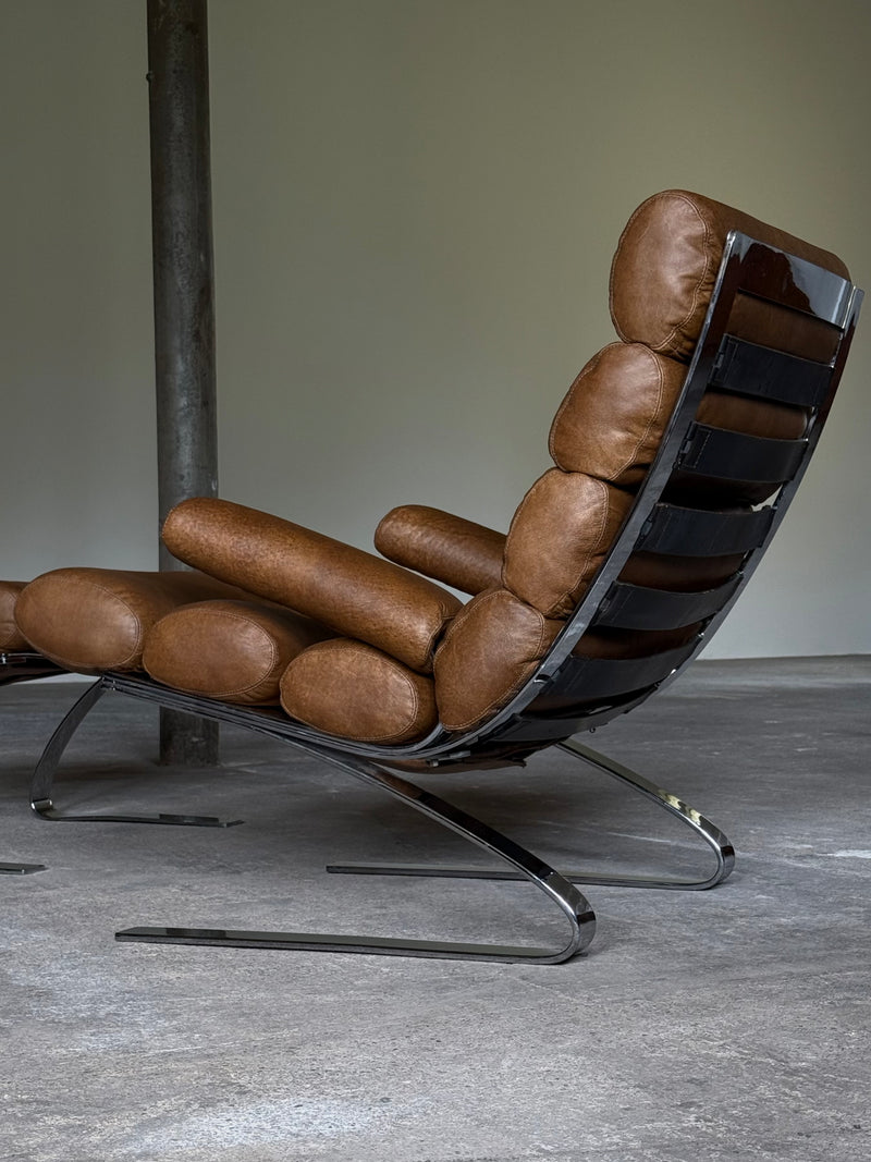 COR SINUS CANTILEVER LOUNGE CHAIR LEATHER CHROME PLATED STEEL, GERMANY 1970s