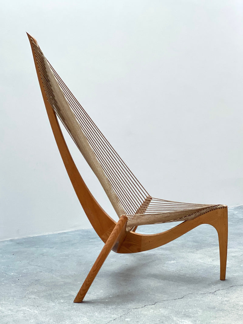 „Harp Chair“ Jørgen Høvelskov Für Christensen & Larsen Møbelhandvark Dänemark 1960er Jahre Esche Holz & Seil