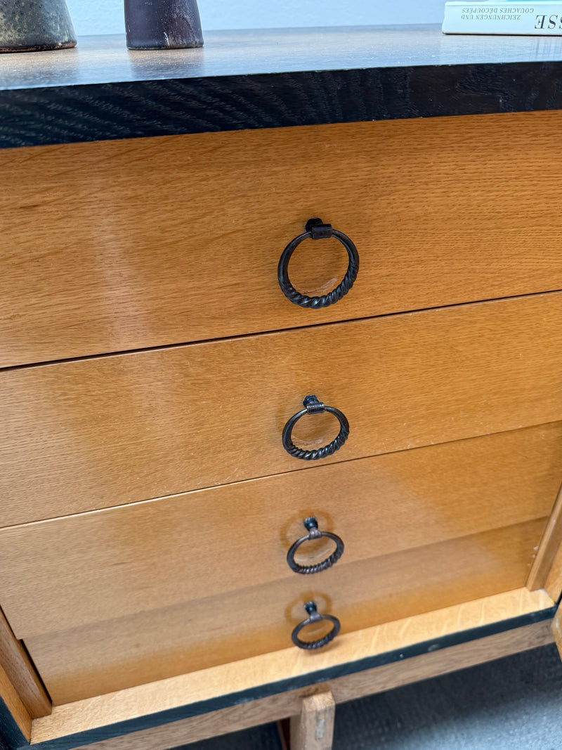 MIDCENTURY BOG OAK SIDEBOARD WITH 4 DOORS AND HIDDEN DRAWERS, 1960s