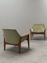 SET OF 2 STEEN ØSTERGAARD FOR JASON MØBLER ‚SENIOR‘ ARMCHAIRS IN TEAKWOOD & MOHAIR, DENMARK 1960s