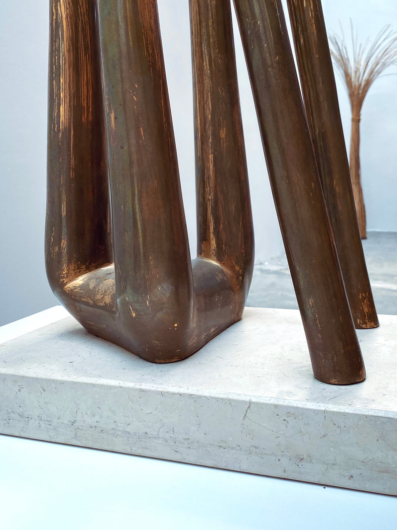 PROF. ANSELMO OBLETTER BRONZE SCULPTURE STYLIZED FEMALE NUDE