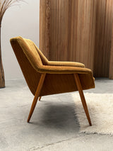 WILHELM KNOLL FOR CASSINA „MODEL 854“ ARMCHAIRS GOLDEN CORDUROY, ITALY 1950s