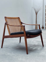 SET OF 2 HARTMUT LOHMEYER FOR WILKHAHN „MODEL 400“ TEAK WOOD RATTAN ARMCHAIRS, GERMANY 1960s