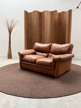 ROCHE BOBOIS ARMCHAIR & SOFA THICK BROWN LEATHER, FRANCE 1970s