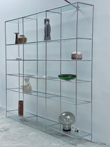 POUL CADOVIUS FOR ROYAL SYSTEM „ABSTRACTA“ MODULAR SHELF CHROME GLASS, DENMARK 1960S