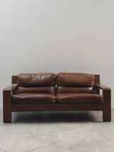 ROLF BENZ ‚RB5200’ ARMCHAIR & SOFA SET OAK WOOD BROWN LEATHER, GERMANY 1970s